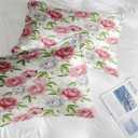 Pamnest Comforter Set Twin Size, Floral Botanical Flower Soft 2 Pcs Bedding for Kids and Adults, Peony Vintage Red Rose Comforter Set with Pillowcase, for Bedroom Bed Decor