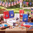 Fullhawl 36 Pcs 4th of July Cookie Treat Bags with Star Window 4 x 2.36 x 6.7 Inch Red White Blue Patriotic Bakery Bags Kraft Paper Iron Wire Tie for Food Independence Day Party Favors