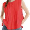 Mingzhu Women's Summer Pleated Ruffle Hem Babydoll Vest Shirt Y2K Peplum Sleeveless Tank Top Casual Loose Fit M