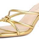 Goderci Kitten Strappy Heels for Women Knotted Square Open Toe Slip On Mule Heels Mid Heeled Sandals, Size 8