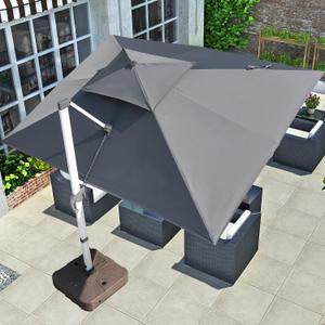 10x13 FT Rectangle Cantilever Patio Umbrella with Cross Base and Cover Included - 360 Rotation Large Heavy Duty Offset Outdoor Umbrella with Easy Tilt for Pool Backyard Deck Garden, Grey