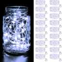 btfarm 18 Pack Fairy Lights Battery Operated [3 Modes], 7ft 20 Led Twinkle Lights String Lights Waterproof Bulk Small Mini Silver Wire for Mason Jars Vases Wedding Table Centerpiece, Cool White
