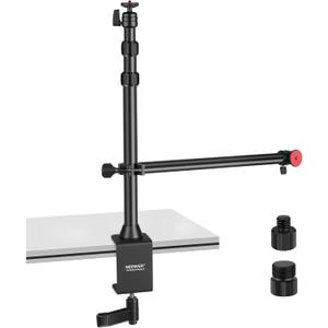 NEEWER Camera Desk Mount with Overhead C Amera Mounting Arm and 1/4" Ball Head, 17" - 41" Adjustable Tabletop Light Stand with C Clamp for DSLR Camera, Ring Light, Webcam, Photo Video Shooting