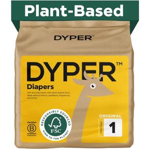 DYPER - Baby Diapers Hypoallergenic Cloth Alternative Day & Overnight Protection - Made with Plant-Based* & Honest Ingredients - Size 1 (36 Count)