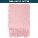 PAVILIA Light Pink Knit Throw Blanket for Couch Bed, Soft Knitted Farmhouse Sofa Throw for Living Room, Lightweight Decorative Summer Throw Blanket for Chair, Outdoor Textured Boho Blanket, 50x60