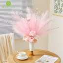 Alecono Pampas Grass 5 17.7in, Pink Artificial Pampas Grass Decor, Faux Reed for Party Centerpieces, Wedding Bouquets, Farmhouse Home Decor Vase Filler