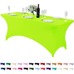 Spandex Table Cover for 6Ft or 4fT or 8ft Table Universal Fitted Stretch Tablecloth for Party, Banquet, Wedding and Events-Neon Lemon (72" x 30" (Rectangular))