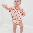 EASWEET Baby Boy Romper Soft Bamboo-derived Viscose Short Sleeve Baby Boy Bodysuit, Rugby, 18-24 Months