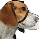 Dog Muzzle, Breathable Soft for Small to Medium Dogs to Anti & Prevent Barking Biting Chewing, Reflective & Adjustable Basket Muzzle with Air Mesh for Schnauzer Beige M