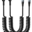 USB C to C Cable for CarPaly/Android Auto, [3FT, 2-Pack] 90 Degree USB C Cable, Coiled USBC to USBC Cable 3A Fast Charging, Right Angle Type C Cord for iPhone 17/16/15/Pro Max/Galaxy S23 and More (Grey)