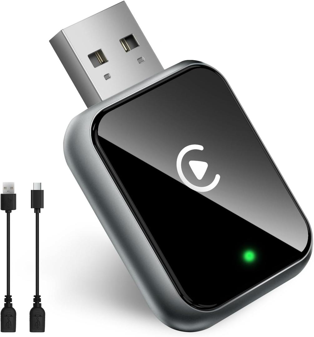 Carplay Wireless Adapter Compatible with Apple - Convert Wired to Wireless Carplay Adapter for iPhone(2025 Upgraded), Fast Auto Connection No Delay Mini Size with Extension Cable USB & USB-C