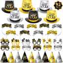 93PCS New Years Eve Party Supplies 2026 for 48 Guests, Happy New Years Decorations Party Favors Includes Top Hats, Tiaras, Glasses Accessories for Adults Nye Decorations 2026