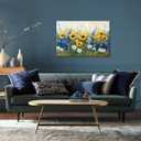 Flower Canvas Wall Art Abstract Sunflower Lavender Daisy Pictures Wall Decor Prints Wildflower Paintings Colorful Floral Poster for Bathroom Decor Framed(Flower-2,12L x 18W)
