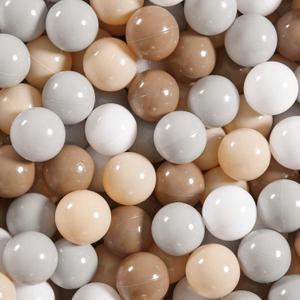 GOGOSO Ball Pit Balls for Toddlers,100pcs 2.15inch Crawl Balls BPA Free Crush Proof PlayBalls Soft Plastic Bals for Toddler, Pool Tent Party Favors Summer Water Bath Toy (grey+coffee+ beige+white)