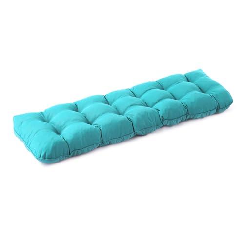 IPYNBAP Outdoor Bench Cushion, 59x18x5 Inch, Waterproof Bench Cushion for Outdoor/Indoor Furniture, Tufted Patio Bench Seat Cushion, Fade Resistant Outdoor Cushions for Porch Swing Couch, Teal Blue