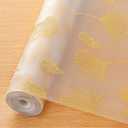Cooyes Shelf Liner, Non Adhesive Drawer and Cabinet Liner, EVA Washable Oil-Proof Shelf Paper for Kitchen Cabinets, Refrigerator, Storage, Desks with Modern Pattern Gold Ginkgo23.6" W x 236" L
