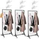 Airviv 3 Gridwall Panels | 2'x5' Portable Display Stand for Vendor Events with Caster Wheels | Heavy Duty Grid Wall with 24 Hooks Included | Gridwall Panel Display Stand for Easy Assembly