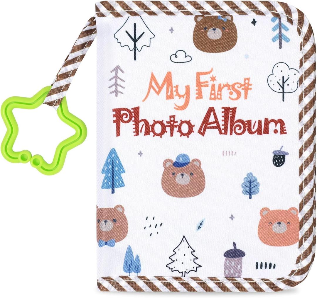 Baby's My First Family Album Soft Photo Cloth Book Forest Bear My First Book of Photos Bear Themed Baby Memory Album Gift Holds 4x6 Pictures for Babies Newborn Toddler & Kids Baby Shower