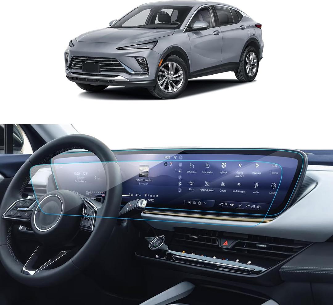 2PCS Car Screen Protector for 2024 2025 Buick Envision& 2025 Enclave (Preferred/Avenir/Sport Touring) Accessories Navigation Nano Touchscreen Protector Film HD Clear Anti Fingerprint 30''