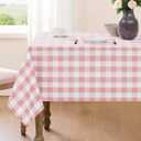 Checkered Tablecloth Rectangle Gingham Table Cloths Waterproof Wrinkle Free Buffalo Plaid Table Covers Washable for Dining, Parties & Outdoor Picnic(Pink,52"70")