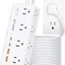 DEPOW Power Strips with Surge Protection, 10 FT Braided Extension Cord with Multiple Outlets-8 AC Outlets 4 USB Ports (2 USB C), 1700 Joule Surge Protector with Flag Plug for Home Office, White
