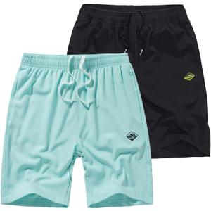 Vcansion 2 Pack Men's Outdoor Lightweight Hiking Shorts Quick Dry Sports Casual Running Shorts with Pockets (L)