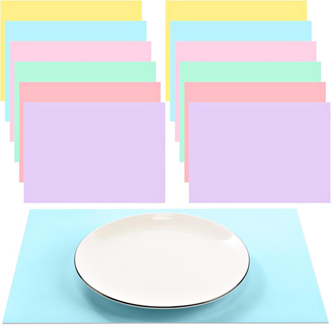 Fullhawl 120 Pcs Pastel Paper Placemats, Disposable Rectangular Table Setting Mats for Easter, Spring Tea Party & Gender Neutral Baby Shower Decor, 10 x 14 Inch