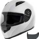 VCAN VX Lightweight Full Face Motorcycle Street Bike Helmet with Extra Tinted Visor, Coolmax Technology & OTG Ready, DOT Approved (Small, White)