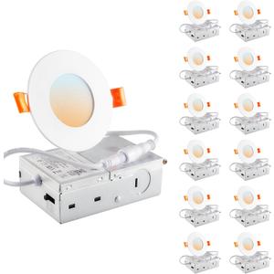 DINGLILIGHTING LED Recessed Ceiling Light: 12pc 3inch - White