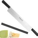 15 Inch Double Handle Cheese Knife for Charcuterie, High Carbon Stainless Steel Blade With 5" Black Plastic Handles Use for Cheese, Cakes, Vegetables, Soaps