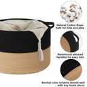 115L Extra Large Blanket Basket,Woven Rope Laundry Basket Hamper with Handles, Decorative Nursery Basket Storage Bin for Toys, Clothes Organizer, Living Room, Bedroom, Bathroom, Black&Camel
