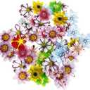 Set of 48 Edible Mini Flower Cupcake Toppers Wedding Cake Birthday Party Food Decoration Mixed Size & Colour