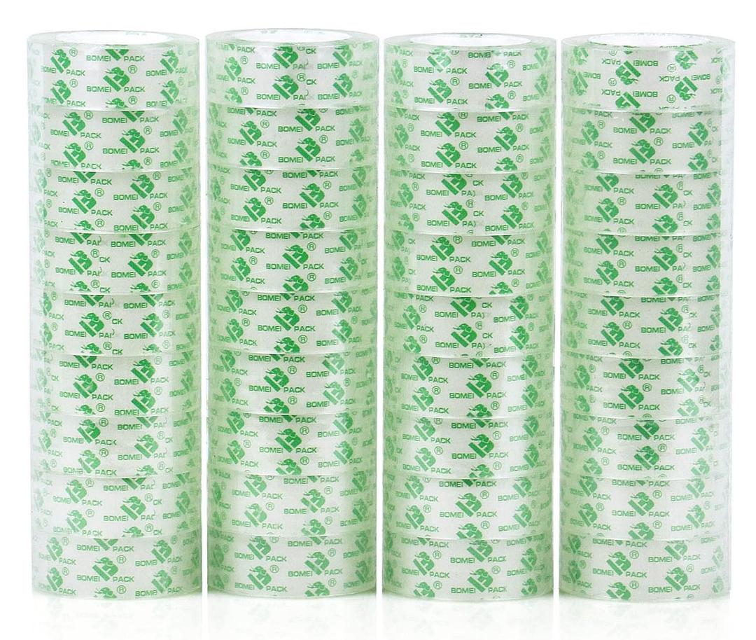 BOMEI PACK 36Rolls Crystal Clear Tape for Gift Wrapping, Transparent Tape Refills for Dispenser, Office Tape for Home and School, 3/4Inch x 1000 inch