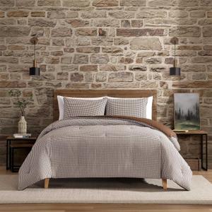 Eddie Bauer - King Bedding Comforter Sets, Naturally Soft & Smooth Cotton Bedding w/Matching Pillowcases, Reversible 3 Piece Bed Sets (Harrison Brown)