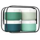 Travel Containers for Toiletries, Silicone Cream Jars BPA-Free, Leak-proof 2oz Travel Size Containers, Portable Size Silicone Jars with Lid for Cosmetic Face Hand Body Cream (4 Pack) (Mint)