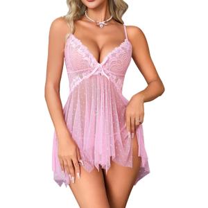 Avidlove Lingerie for Women Lace Babydoll Sleepwear Boudoir Outfits Plus Size Langeray, Medium