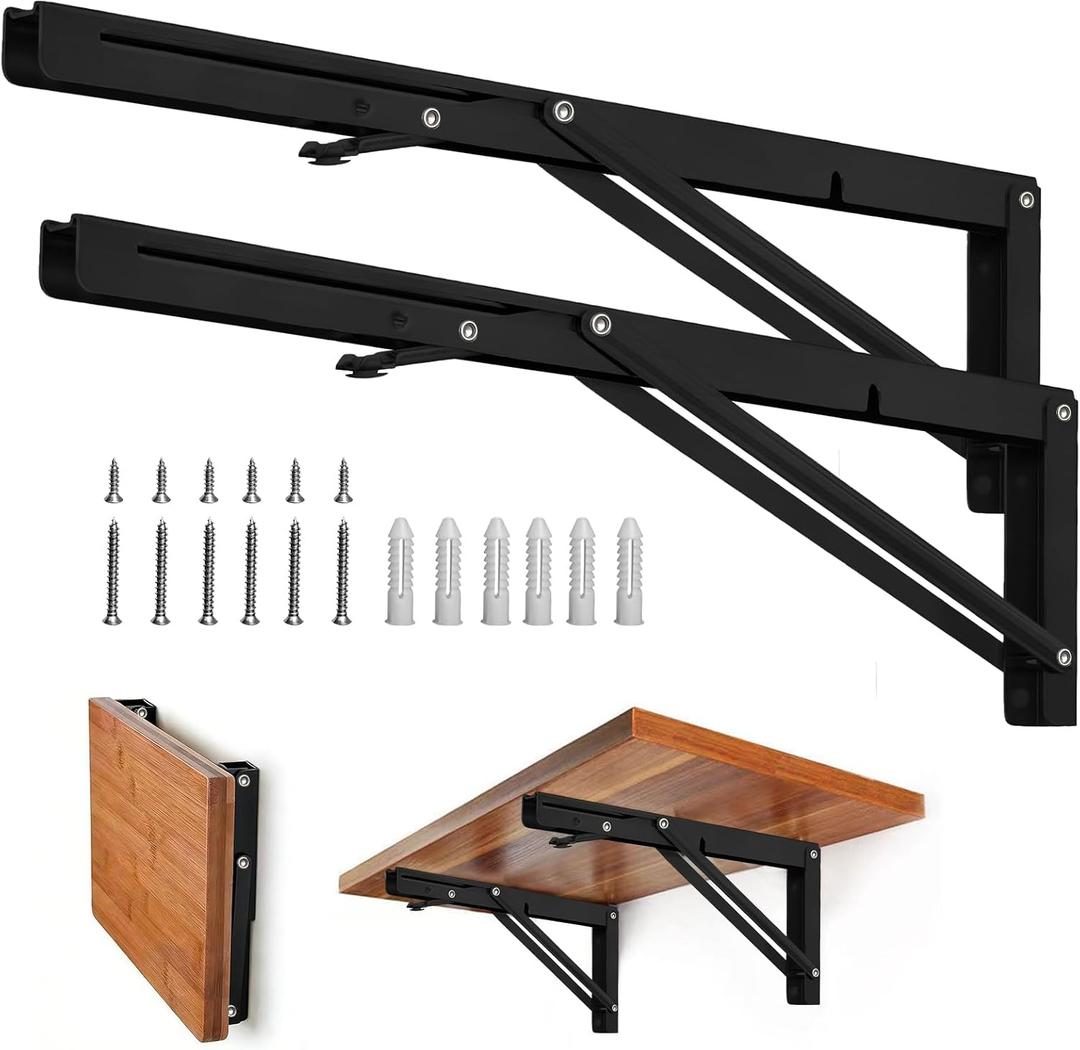 Storystore Folding Shelf Brackets, 20 Inch 2 Pcs Fold Down Table Support