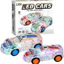 LIDI 2 Pack LED Light up Pull Back Race Cars Toy, Toy Car for Toddlers Boy | Birthday Gifts Easter Basket Stuffers, Christmas Party Gift