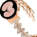 Moran Compatible with Samsung Galaxy Watch 6 5 & 4 Band 44mm 40mm/5 Pro 45mm, Women Bling Diamond Slim Band for Galaxy Watch 4 Classic 46mm 42mm /Galaxy 3 41mm/Active 2, 20mm No Gap Band Metal