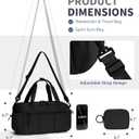 Ceneda Small Gym Bag for Women, Quilted Puffer Tote with Wet Pocket & Coin Purse, Lightweight Mini Sports Travel Duffle with Crossbody Strap, Water-Resistant for Workout, Yoga, Daily Commute (Black)