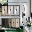 Battery Operated Wall Sconce Set of 2, 18000mAh Black Rechargeable Wall Lights with Remote Control,3000K-6000K Dimmable LED Wireless Wall Light for Living Room Bedroom Hallway,39.3 Inch (Black)