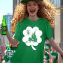 St Patrick's Tshirts for Women - Irish Shamrock T Shirt Lucky Funny Tees Crewneck Sleeve Top Cute Print Tops (Green, S)