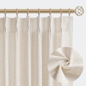 Aersas Natural Pinch Pleated Linen Curtains 84 Inch Length 1 Panel for Living Room Bedroom Cream Semi Sheer Window Curtain Boho Neutral Back Tab Pinch Pleat Drape with Hooks 84 Inches Long