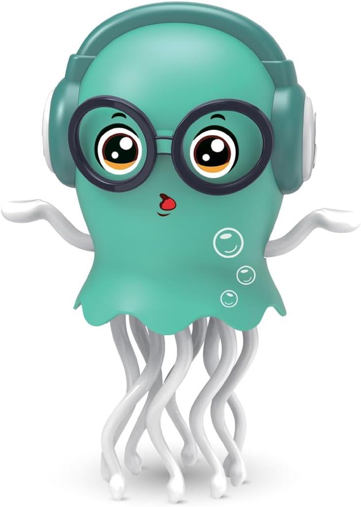 2 x Music Jellyfish,Octopus Toys with Auto-Avoidance - Crawling & Dancing Baby Toy, Music, Perfect Sensory Toy for Tummy Time & Toddler Play (Green)