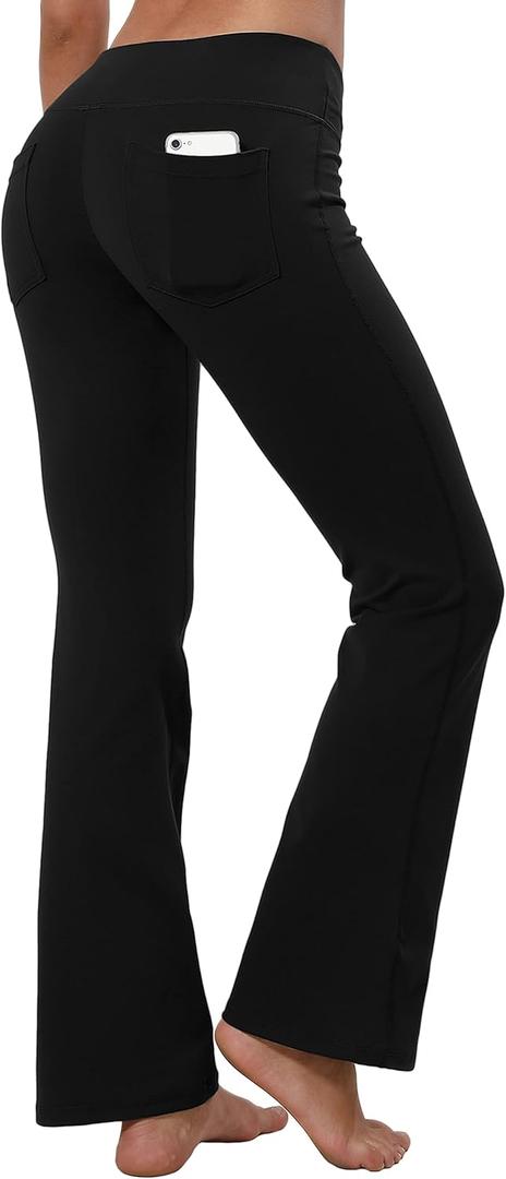 BUBBLELIME 29"/31"/33"/35" 3 Styles Women's Bootcut Yoga Pants Basic/Back Pockets High Waist Workout Tummy Control Flare (Large)