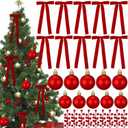 Soulchen 108 Pcs Red Christmas Tree Decorations Set Red Christmas Ornaments 36 Velvet Ribbon Bows 36 Xmas Balls 36 Artificial Berry Picks for Wreaths Garland Holiday Party Decor