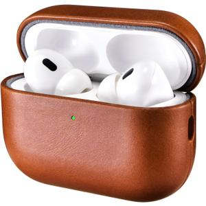 ICARER AirPod Pro 3 Case, 100% Geniune Leather Case, Handmade Top Grade Vintage Cover, Shockproof Protective Cover Support Wireless Charging, Compatible with AirPods Pro 3 2025 Model (Brown)