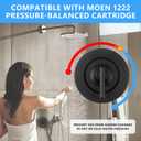 T2901BL Shower Handle Compatible with Moen Gibson Posi-Temp Valve Trim Kit, Matte Black Shower Compatible with Moen Gibson Posi-Temp Shower/Tub 2510/2520/2570/2590 Pressure balanced Valves