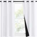 NICETOWN Pure White 100% Blackout Lined Curtains, 1 Pair, 37" Width x 40" Length Each Panel, 2 Thick Layers Narrow Wide Window Treatment Panels Thermal Insulated Drapes for Kitchen Small Window