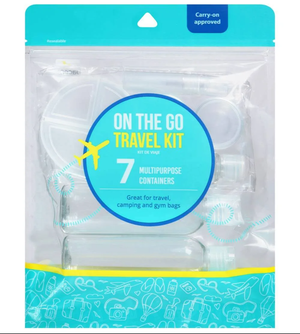 On The Go -Travel- Camping - Gym 7pcs Clear Empty Containers Travel Kit